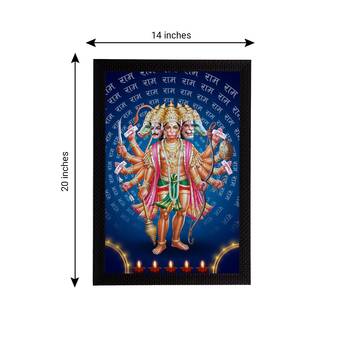 eCraftIndia Panch Mukhi Lord Hanuman Satin Matt Texture UV Art Painting 4