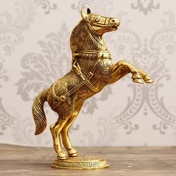 eCraftIndia Golden Jumping Horse Metal Animal Figurine Decorative Showpiece 1