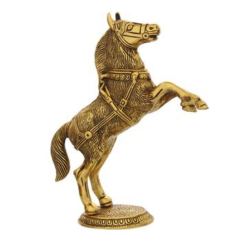 eCraftIndia Golden Jumping Horse Metal Animal Figurine Decorative Showpiece 5