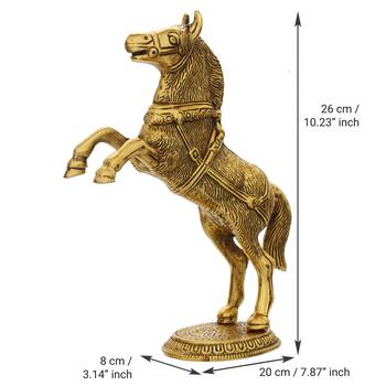 eCraftIndia Golden Jumping Horse Metal Animal Figurine Decorative Showpiece 6