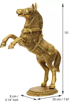 eCraftIndia Golden Jumping Horse Metal Animal Figurine Decorative Showpiece