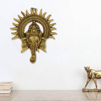 E Craft India Brass Wall Hanging Gold 12 Inch 2