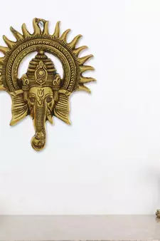 E Craft India Brass Wall Hanging Gold 12 Inch
