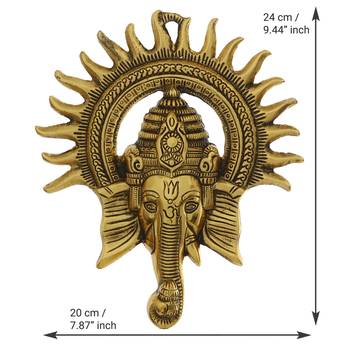 E Craft India Brass Wall Hanging Gold 12 Inch 4