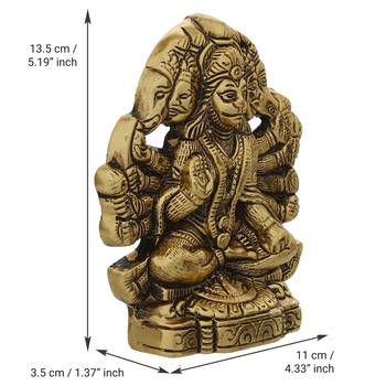 eCraftIndia Golden Panch Mukhi Hanuman Metal Decorative Showpiece 5