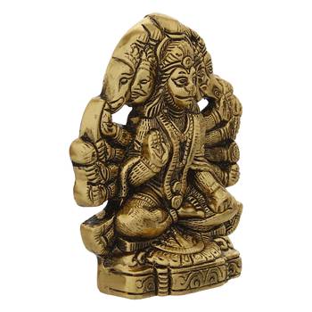 eCraftIndia Golden Panch Mukhi Hanuman Metal Decorative Showpiece 6