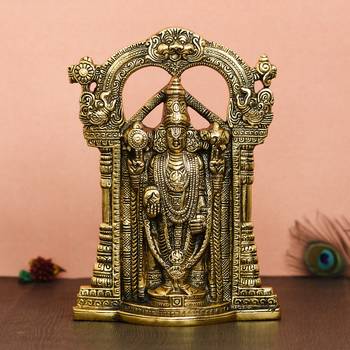 eCraftIndia Golden Lord Balaji Idol Metal Decorative Showpiece 1