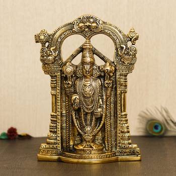 eCraftIndia Golden Lord Balaji Idol Metal Decorative Showpiece 2