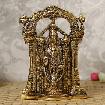 eCraftIndia Golden Lord Balaji Idol Metal Decorative Showpiece 3