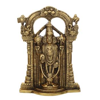 eCraftIndia Golden Lord Balaji Idol Metal Decorative Showpiece 5