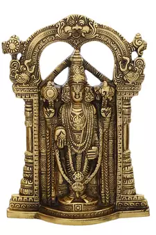 eCraftIndia Golden Lord Balaji Idol Metal Decorative Showpiece