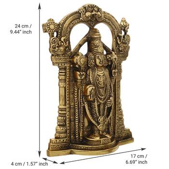 eCraftIndia Golden Lord Balaji Idol Metal Decorative Showpiece 6