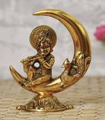 eCraftIndia Golden Lord Krishna Idol Metal Decorative Showpiece