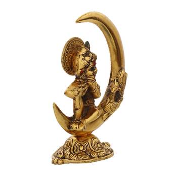 eCraftIndia Golden Lord Krishna Idol Metal Decorative Showpiece 6
