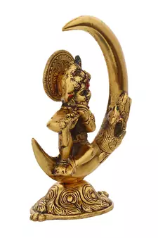 eCraftIndia Golden Lord Krishna Idol Metal Decorative Showpiece