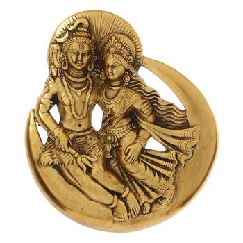 eCraftIndia Golden Shiva Parvati Idol Metal Decorative Wall Hanging Showpiece 3