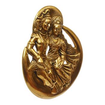 eCraftIndia Golden Shiva Parvati Idol Metal Decorative Wall Hanging Showpiece 5