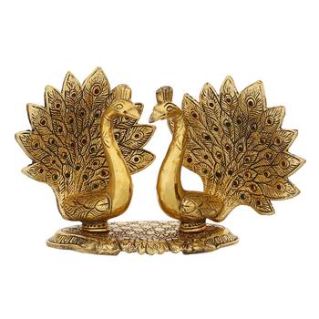 eCraftIndia Loving Golden Swan with Feather Couple 6Inch Decorative Metal Figurine 4