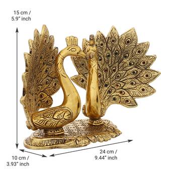 eCraftIndia Loving Golden Swan with Feather Couple 6Inch Decorative Metal Figurine 5
