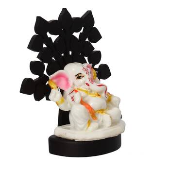 eCraftIndia Decorative Lord Ganesha Idol with Wooden Tree for Car Dashboard, Home Temple and Office Desks 6