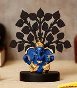 eCraftIndia Gold Plated Blue Dhoti Ganesha Decorative Showpiece with Wooden Tree for Home/Temple/Office/Car Dashboard