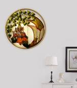 eCraftIndia Handcrafted Lord Ganesha on Swing Under Tree Decorative Iron Wall Hanging with Background LED's