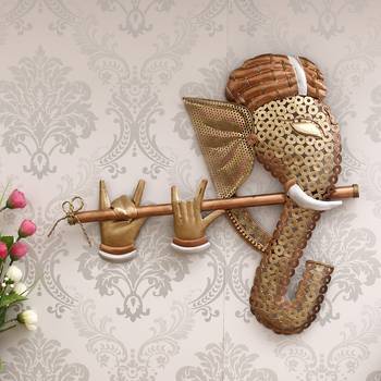 eCraftIndia Handcrafted Golden Bansuri Ganesha Decorative Iron Wall Hanging 1