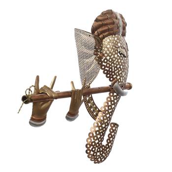 eCraftIndia Handcrafted Golden Bansuri Ganesha Decorative Iron Wall Hanging 5