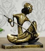 eCraftIndia Tribal Man with Pagdhi Playing Musical Instrument Banjo Decorative Showpiece