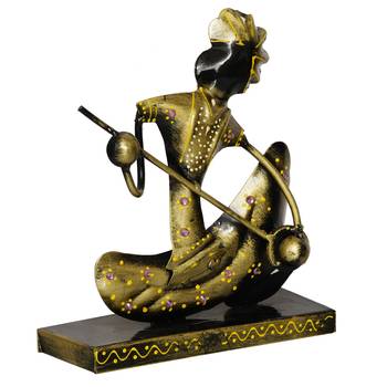eCraftIndia Tribal Man with Pagdhi Playing Musical Instrument Banjo Decorative Showpiece 3