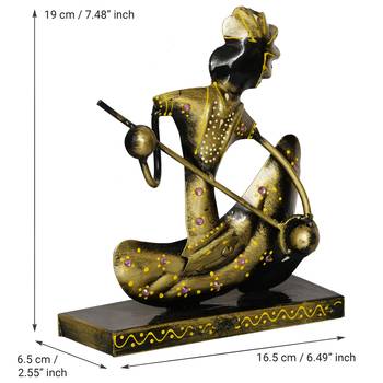 eCraftIndia Tribal Man with Pagdhi Playing Musical Instrument Banjo Decorative Showpiece 4
