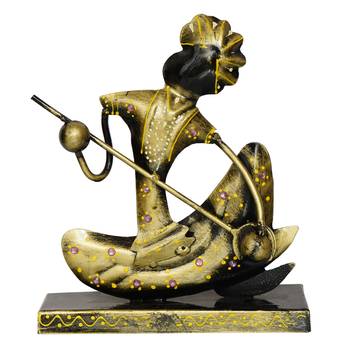eCraftIndia Tribal Man with Pagdhi Playing Musical Instrument Banjo Decorative Showpiece 5