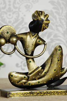 eCraftIndia Tribal Man with Pagdhi Playing Musical Instrument Decorative Showpiece