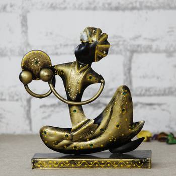 eCraftIndia Tribal Man with Pagdhi Playing Musical Instrument Decorative Showpiece 2