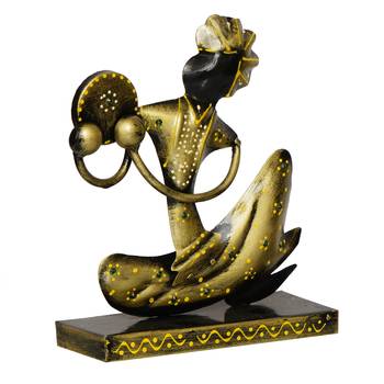 eCraftIndia Tribal Man with Pagdhi Playing Musical Instrument Decorative Showpiece 3