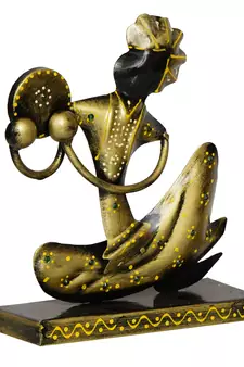 eCraftIndia Tribal Man with Pagdhi Playing Musical Instrument Decorative Showpiece