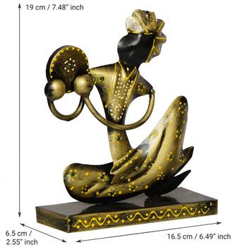 eCraftIndia Tribal Man with Pagdhi Playing Musical Instrument Decorative Showpiece 4
