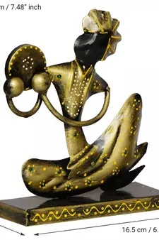 eCraftIndia Tribal Man with Pagdhi Playing Musical Instrument Decorative Showpiece