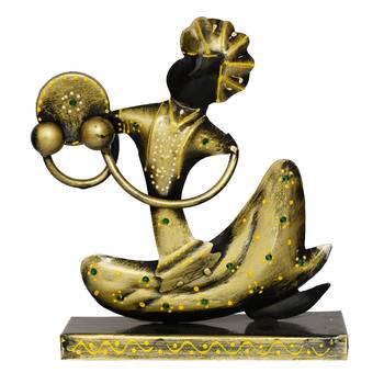 eCraftIndia Tribal Man with Pagdhi Playing Musical Instrument Decorative Showpiece 5