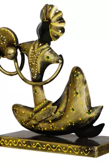 eCraftIndia Tribal Man with Pagdhi Playing Musical Instrument Decorative Showpiece