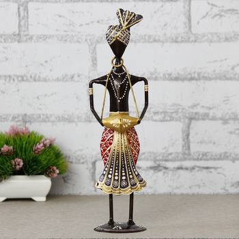 eCraftIndia Tribal Man Playing Musical Instrument Banjo Decorative Showpiece 1