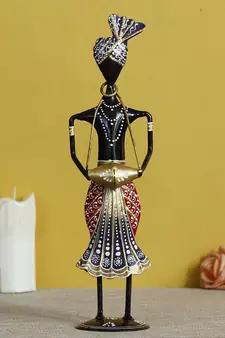 eCraftIndia Tribal Man Playing Musical Instrument Banjo Decorative Showpiece