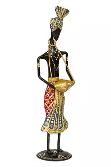 eCraftIndia Tribal Man Playing Musical Instrument Banjo Decorative Showpiece