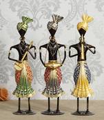 eCraftIndia Set of 3 Tribal Man Playing Different Musical Instruments Decorative Showpiece