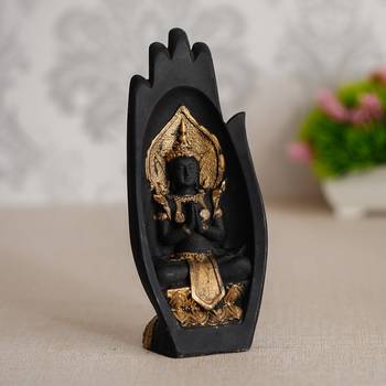 eCraftIndia Golden Handcrafted Engraved Palm Buddha Decorative Showpiece 1