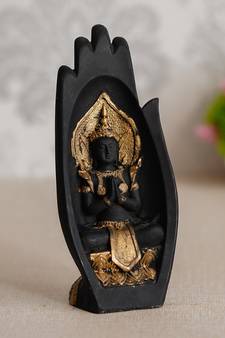 eCraftIndia Golden Handcrafted Engraved Palm Buddha Decorative Showpiece