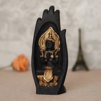 eCraftIndia Golden Handcrafted Engraved Palm Buddha Decorative Showpiece 2