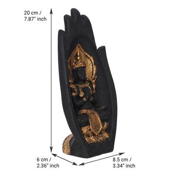 eCraftIndia Golden Handcrafted Engraved Palm Buddha Decorative Showpiece 4