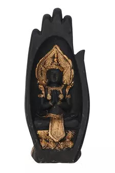 eCraftIndia Golden Handcrafted Engraved Palm Buddha Decorative Showpiece