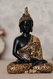 eCraftIndia Golden Handcrafted Meditating Buddha Decorative Showpiece